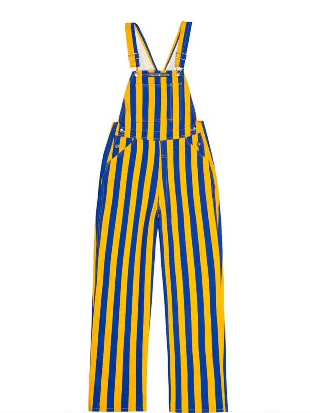 Game Bibs Overall Striped Unisex Blue Yellow